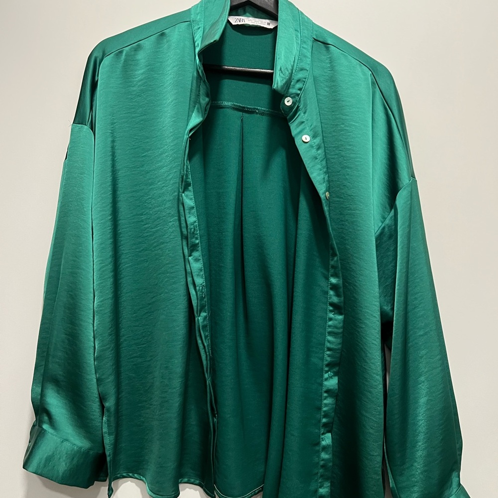 Green Button Down - image 1